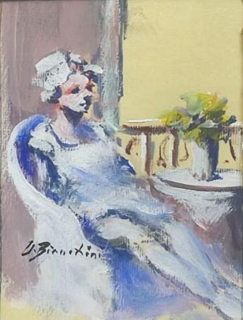 Art work by Umberto Bianchini Figura  - oil table 